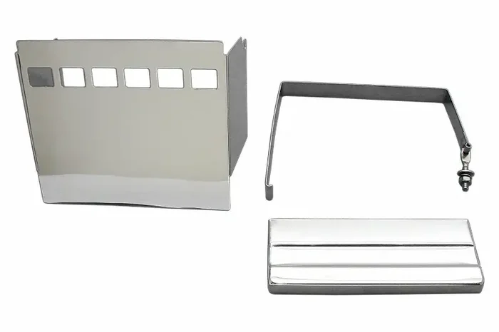 Battery Cover Kit Chrome Slotted for Harley Davidson by V-Twin XLH 1991-1997