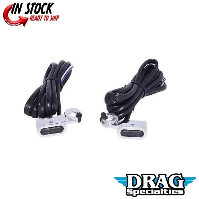 Drag Specialties 2040-2779 Chrome Smoke LED Handlebar Marker Lights 02-17 V-Rod