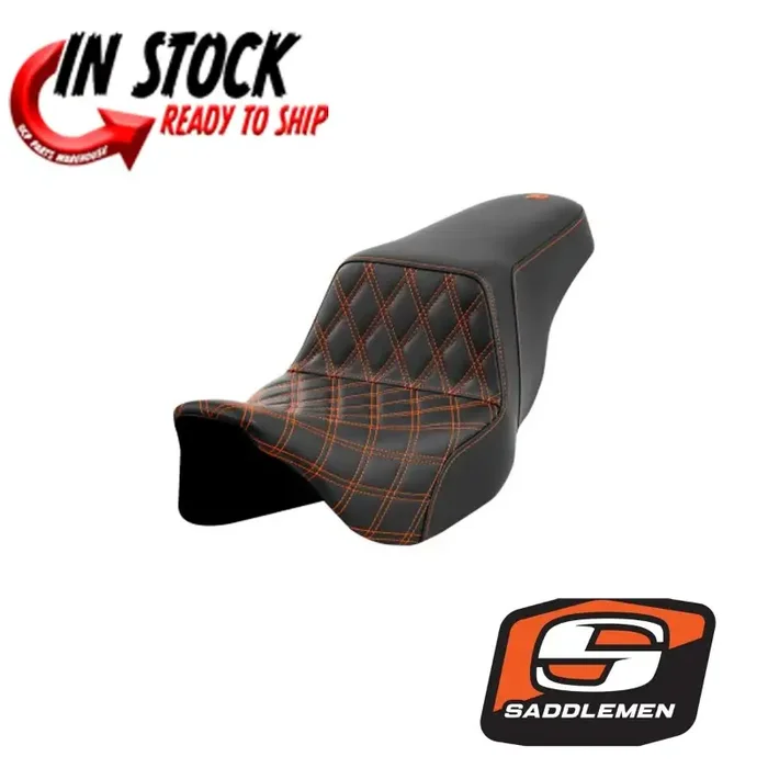 SADDLEMEN STEP UP ORANGE FRONT LATTICE STITCH GELCORE 2008-23 HARLEY TOURING